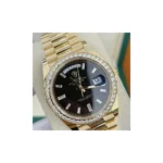 RLX Day-Date 40mm Black Diamond Dial and Diamond Bezel Yellow Gold President Bracelet 228348RBR-0001 - Image 3