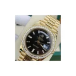 RLX Day-Date 40mm Black Diamond Dial and Diamond Bezel Yellow Gold President Bracelet 228348RBR-0001 - Image 4