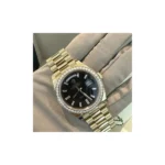 RLX Day-Date 40mm Black Diamond Dial and Diamond Bezel Yellow Gold President Bracelet 228348RBR-0001 - Image 5