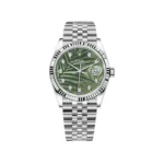 RLX Datejust 36mm 126234 Olive Green Palm Motif Diamond Dial Jubilee Stainless Steel Watch - Image 2