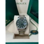 RLX Datejust 36mm 126234 Olive Green Palm Motif Diamond Dial Jubilee Stainless Steel Watch - Image 3