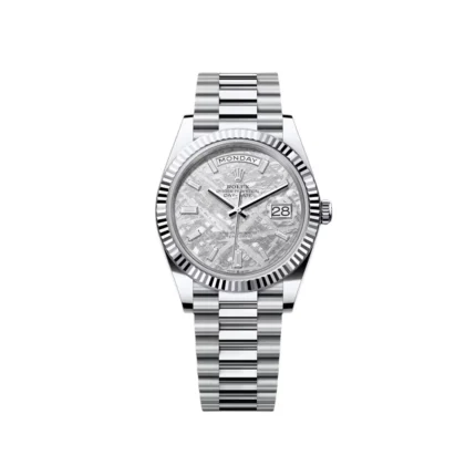 RLX Day-Date "President" 40mm Platinum Meteorite Diamond Baguette Dial - 228236