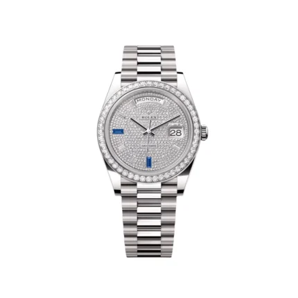 RLX 228349RBR-0036 Day-Date 40mm 18k White Gold Paved With Diamonds Watch