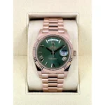 RLX Day-Date "President" 36mm Everose Gold Olive Green Roman Dial 128235 - Image 2
