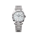 RLX Day-Date "President" 40mm White Gold Mother of Pearl Diamond Baguette Dial - 228239