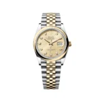 RLX Datejust 36mm 126203 Golden Fluted Dial Domed Bezel Oyster Bracelet