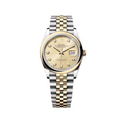 RLX Datejust 36mm 126203 Golden Fluted Dial Domed Bezel Oyster Bracelet