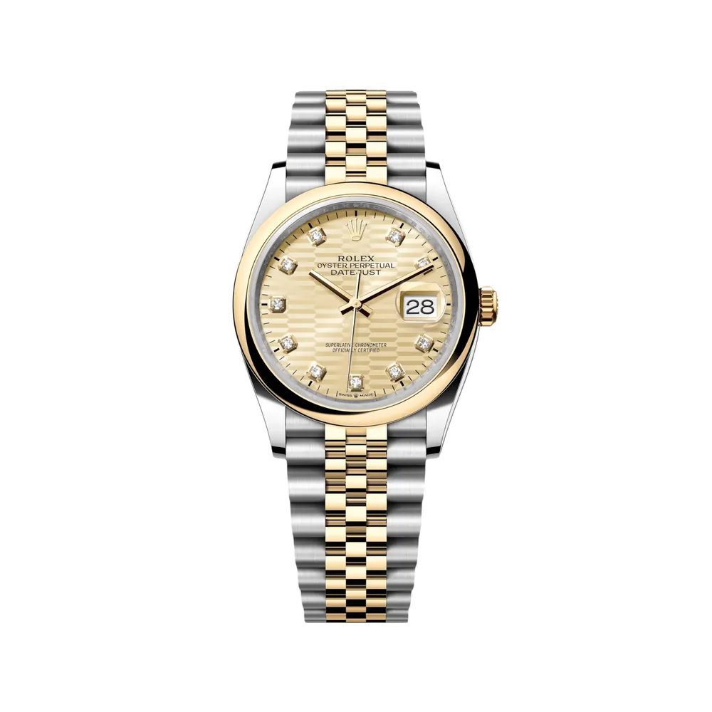 P0473-1 RLX Datejust 36mm 126203 Golden Fluted Dial Domed Bezel Oyster Bracelet - Image 1
