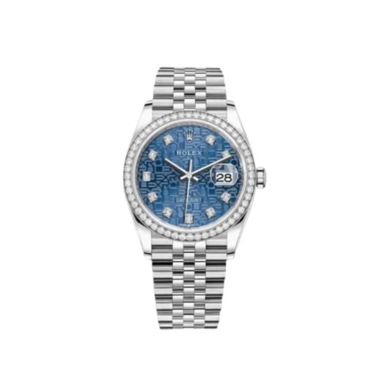 RLX Datejust 36mm 126284 Blue Jubilee Diamond Dial & Diamond Bezel, Stainless Steel Oyster Bracelet Watch