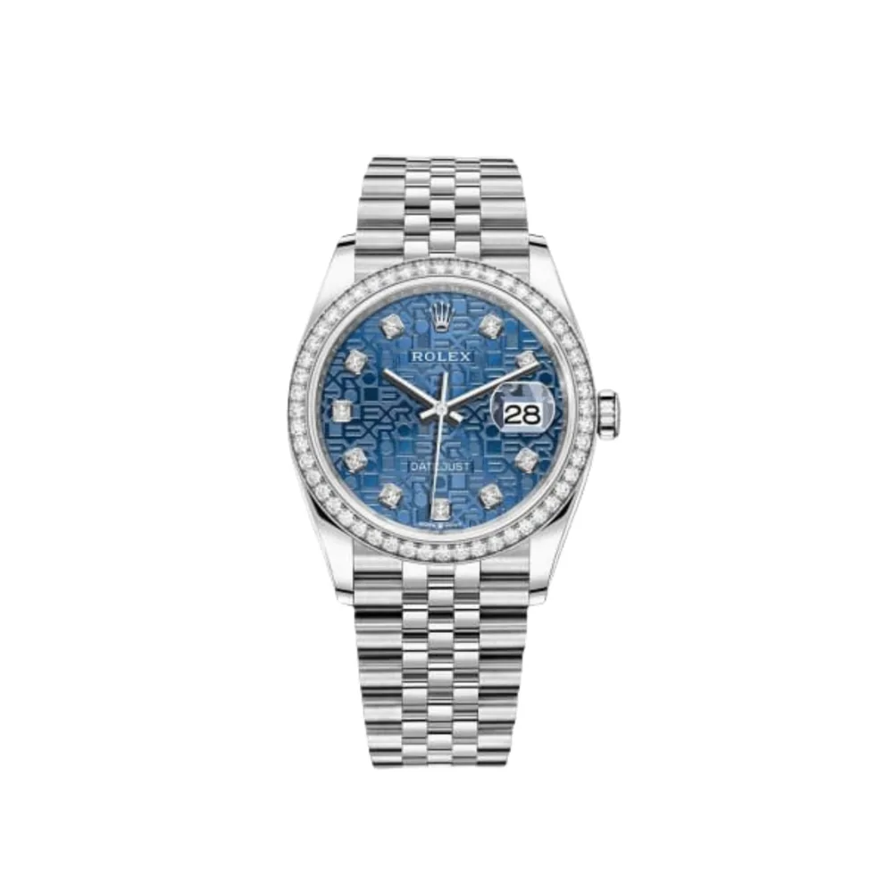 P0475-1 RLX Datejust 36mm 126284 Blue Jubilee Diamond Dial & Diamond Bezel, Stainless Steel Oyster Bracelet Watch - Image 1