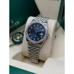RLX Datejust 36mm 126284 Blue Jubilee Diamond Dial & Diamond Bezel, Stainless Steel Oyster Bracelet Watch - Image 4