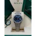 RLX Datejust 36mm 126284 Blue Jubilee Diamond Dial & Diamond Bezel, Stainless Steel Oyster Bracelet Watch - Image 9