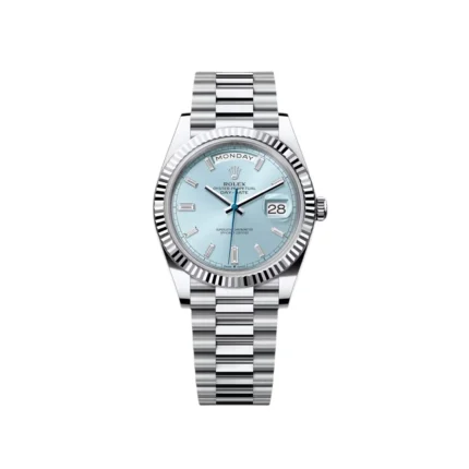 RLX Day-Date "President" 40mm Platinum Ice Blue Baguette Dial - 228236