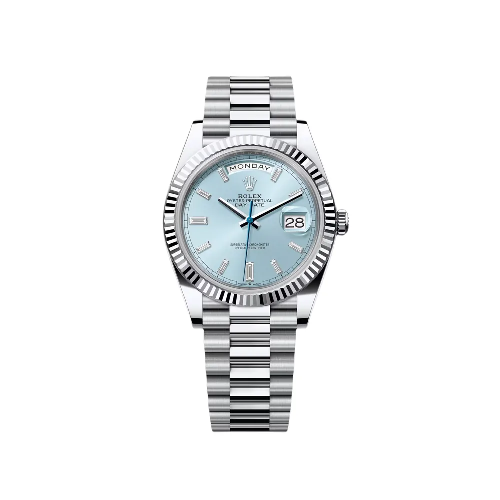 P0486-1 RLX Day-Date "President" 40mm Platinum Ice Blue Baguette Dial - 228236 - Image 1