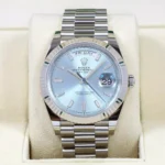 RLX Day-Date "President" 40mm Platinum Ice Blue Baguette Dial - 228236 - Image 2