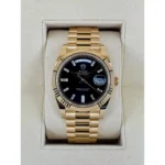 RLX Yellow Gold President Day Date 40mm Black Diamond Baguette Dial - 228238