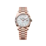 RLX Day-Date "President" 40mm Everose Gold Mother of Pearl Diamond Baguette Dial - 228235