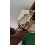 RLX Day-Date "President" 40mm Everose Gold Mother of Pearl Diamond Baguette Dial - 228235 - Image 9