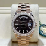 RLX Day-Date 40mm Chocolate Baguette Diamond Dial Diamond Bezel Dial Watch 228345RBR - Image 2