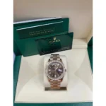 RLX Day-Date 40mm Chocolate Baguette Diamond Dial Diamond Bezel Dial Watch 228345RBR - Image 8