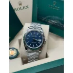RLX Datejust 41mm Blue Fluted Motif Index Dial Jubilee Bracelet Watch - 126334 - Image 6