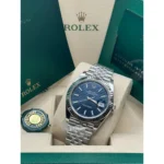 RLX Datejust 41mm Blue Fluted Motif Index Dial Jubilee Bracelet Watch - 126334 - Image 7