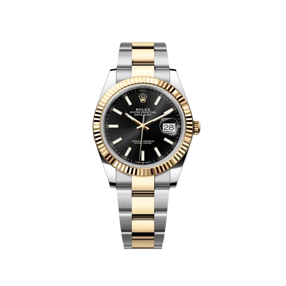 P0525-1 RLX Datejust 41mm Two-Tone Yellow Gold Fluted Bezel Black Index Dial Jubilee - 126333 - Image 1
