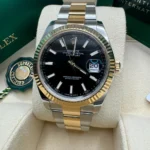RLX Datejust 41mm Two-Tone Yellow Gold Fluted Bezel Black Index Dial Jubilee - 126333 - Image 8