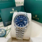 RLX Datejust 36mm 126234 Blue Fluted Motif Diamond Dial Jubilee Bracelet Watch - Image 3
