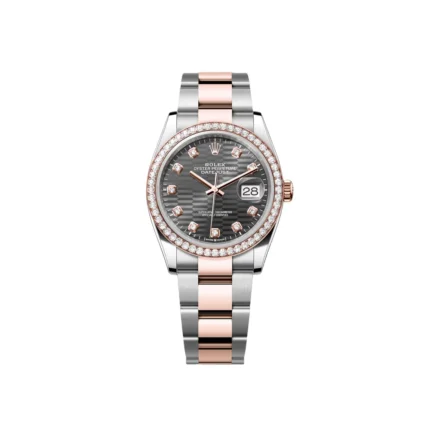 RLX Datejust 36mm 126281 Slate Fluted Motif Diamond Dial Diamond Bezel and Oyster Bracelet