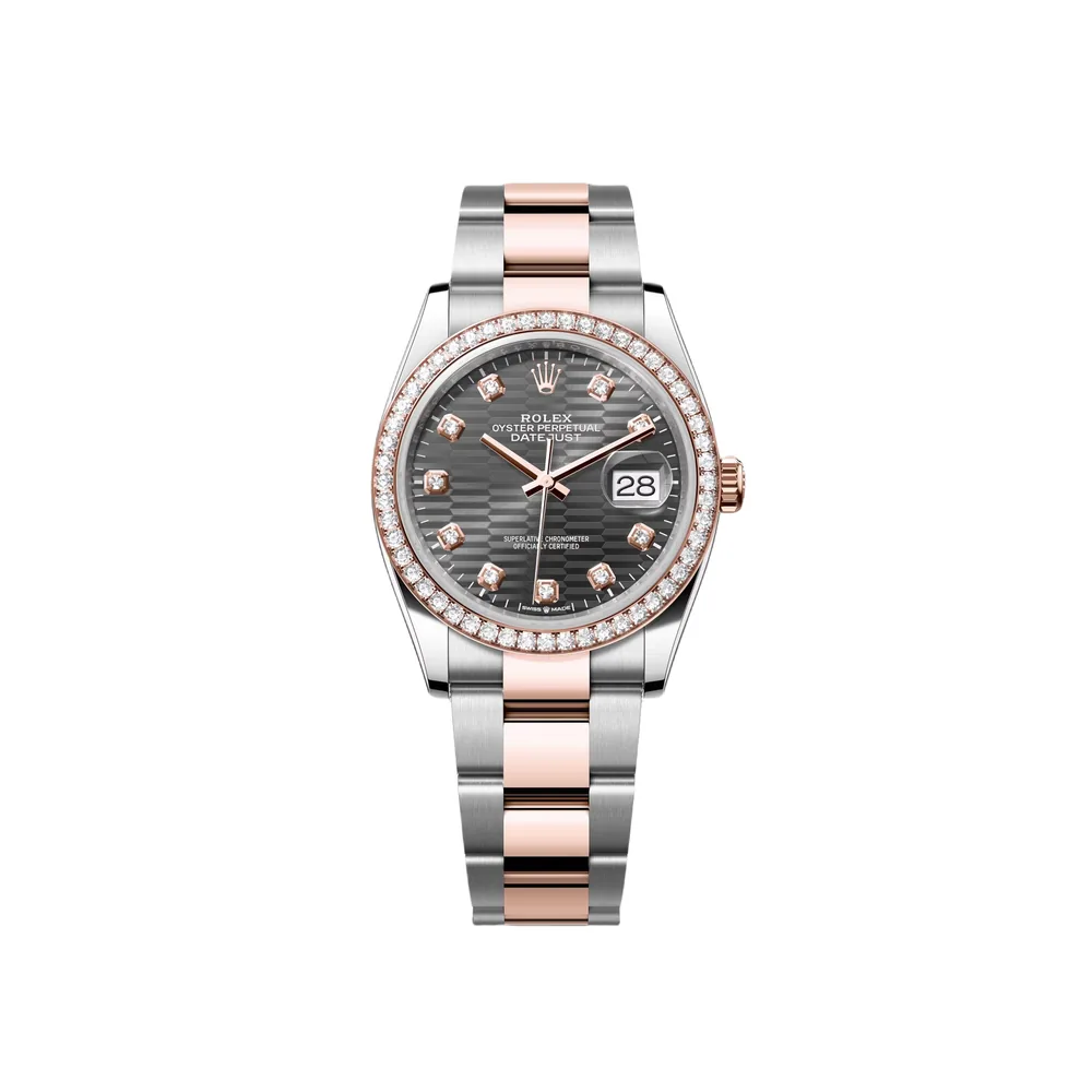 P0533-1 RLX Datejust 36mm 126281 Slate Fluted Motif Diamond Dial Diamond Bezel and Oyster Bracelet - Image 1