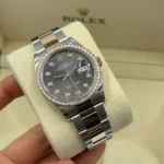 RLX Datejust 36mm 126281 Slate Fluted Motif Diamond Dial Diamond Bezel and Oyster Bracelet - Image 4