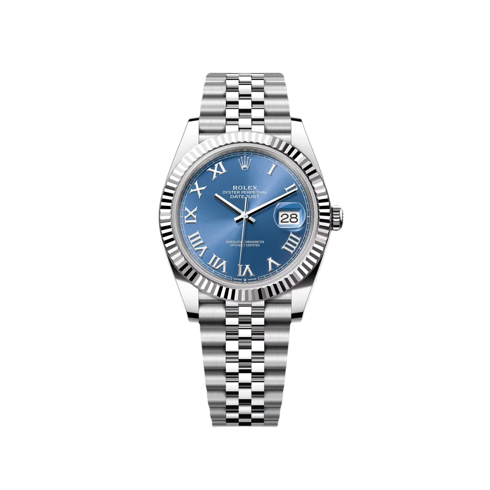 P0534-1 RLX Datejust 41mm 126334 Blue Roman Oyster Stainless Steel Men’s Watch - Image 1
