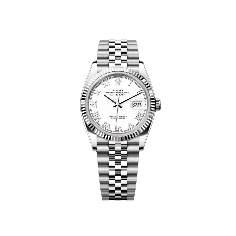 P0552-1 RLX Datejust 36mm 126234 White Roman Dial Oyster Stainless Steel Mens - Image 1