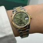 RLX Datejust m278243-0015/0016 31mm Olive Green Dial Yellow Rolesor Oyster Watch - Image 12