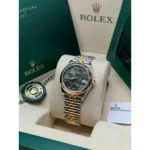 RLX Datejust m278273-0031/0032 31mm Olive Green Floral Motif Dial Stainless Steel and Yellow Gold Oyster Watch - Image 13