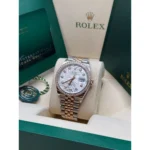 RLX Datejust 36mm 126281 Silver Palm Motif Diamond Dial Oyster Bracelet - Image 5