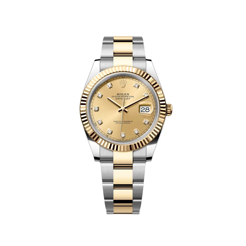 P0595-1 RLX Datejust 41mm Two-Tone Yellow Gold Fluted Bezel Champagne Diamond Dial Oyster - 126333 - Image 1