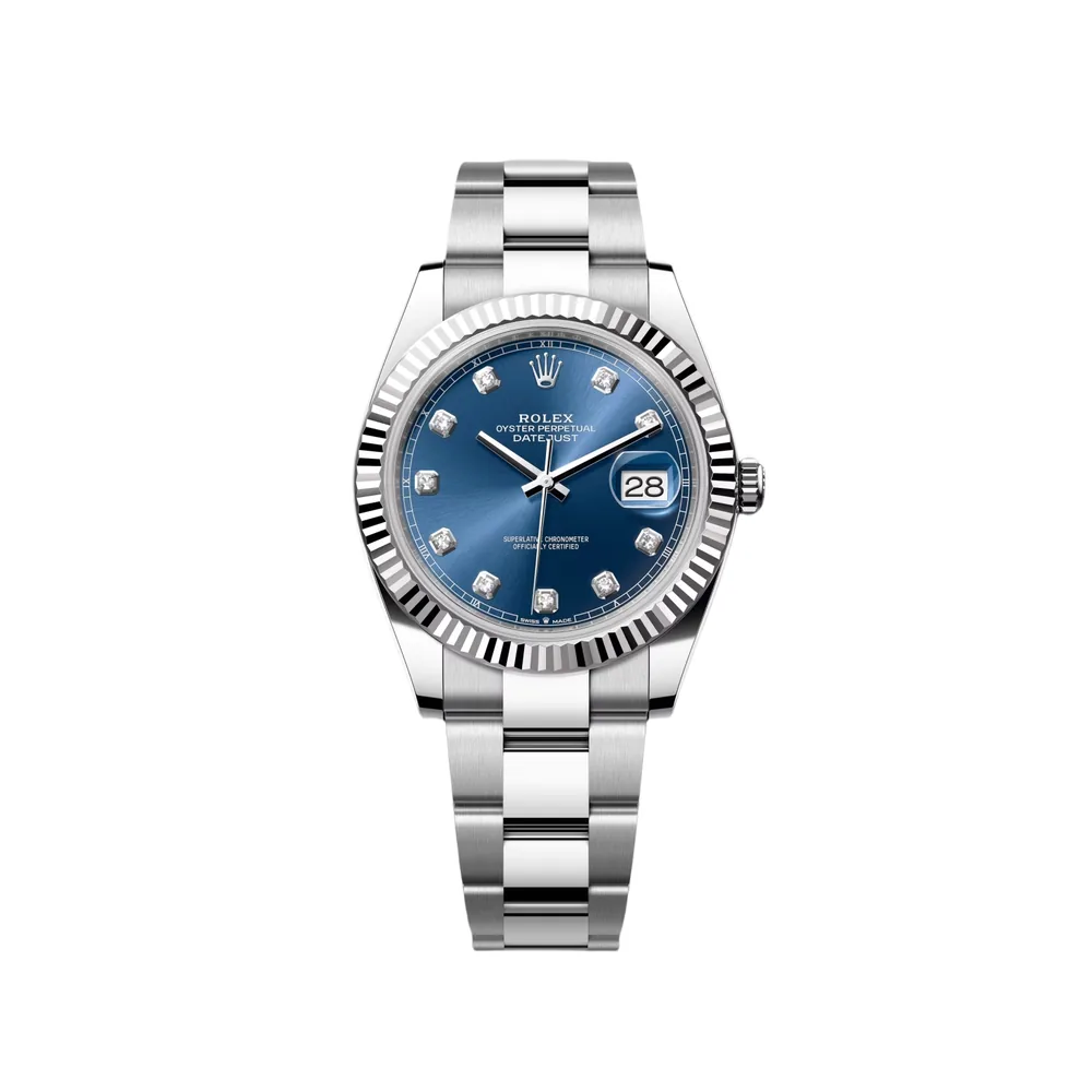 P0596-1 RLX Datejust 41mm 126334 Blue Diamond Oyster Stainless Steel Mens Watch - Image 1