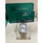 RLX Datejust 36mm 126283 Silver Dial Diamond Bezel Jubilee Bracelet Watch - Image 3