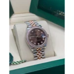 RLX Datejust m278381-0027/0028 Chocolate Diamond 31mm Dial Diamond-Set Bezel and Oyster Bracelet Watch - Image 3