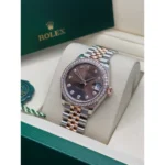 RLX Datejust m278381-0027/0028 Chocolate Diamond 31mm Dial Diamond-Set Bezel and Oyster Bracelet Watch - Image 4