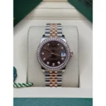 RLX Datejust m278381-0027/0028 Chocolate Diamond 31mm Dial Diamond-Set Bezel and Oyster Bracelet Watch - Image 5