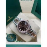 RLX Datejust m278381-0027/0028 Chocolate Diamond 31mm Dial Diamond-Set Bezel and Oyster Bracelet Watch - Image 6