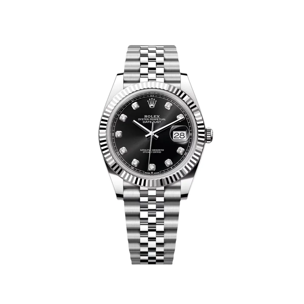 P0600-2 RLX Datejust 41mm 126334 Black Diamond Oyster Stainless Steel Mens Watch - Image 1