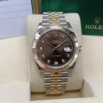 RLX Datejust 41mm 126301 Chocolate Diamond Jubilee Steel and Everose Gold Watch - Image 3