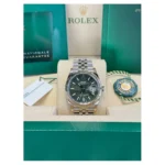 RLX Datejust 36mm 126234 Olive Green Palm Motif Dial Jubilee Stainless Steel Watch - Image 3