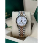 RLX Datejust m278271-0031/0032 Silver Floral Motif 31mm Dial Oyster Bracelet Watch - Image 10