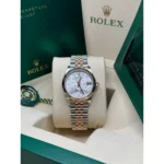 RLX Datejust m278271-0031/0032 Silver Floral Motif 31mm Dial Oyster Bracelet Watch - Image 11