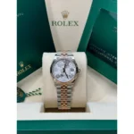 RLX Datejust m278271-0031/0032 Silver Floral Motif 31mm Dial Oyster Bracelet Watch - Image 3